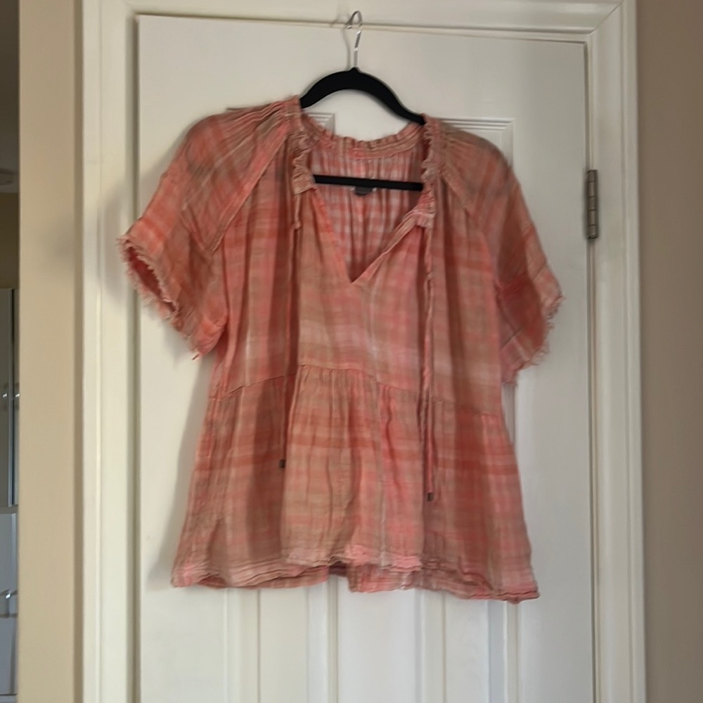Anthropologie pink boho blouse